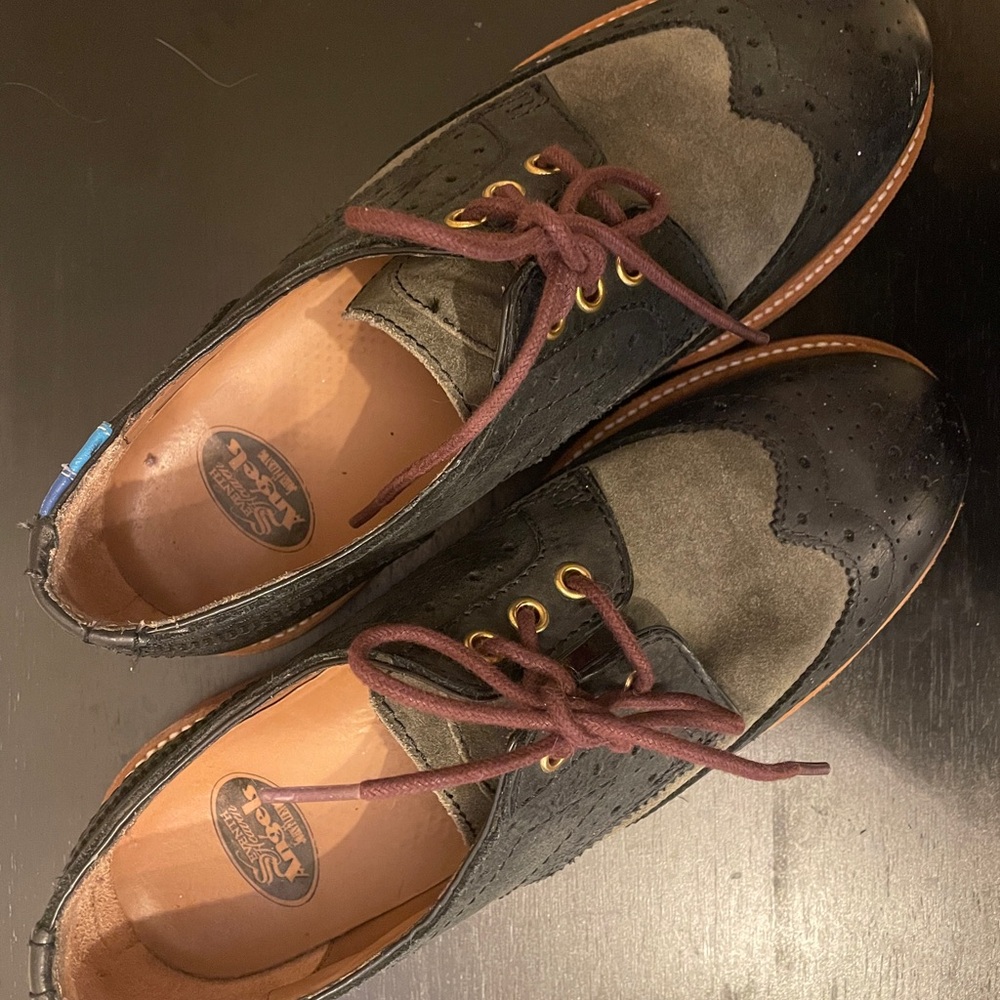 Fluevog Black and green Andrew Angel Soles